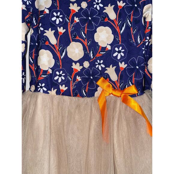 Girls Royal Blue Fall Tutu Dress - Size 4T - Picture 4 of 5